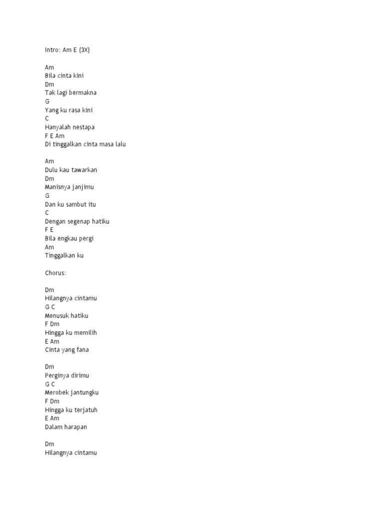 Piano Chord Bila Cinta