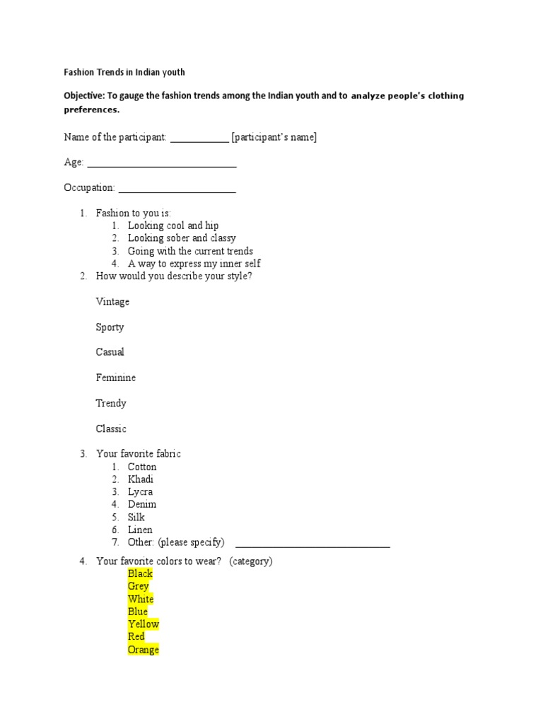 Fashion Questionnaire Sample_modified