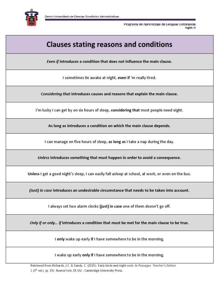 Clauses of Reason and Condition Explained | PDF | Self-Improvement ...