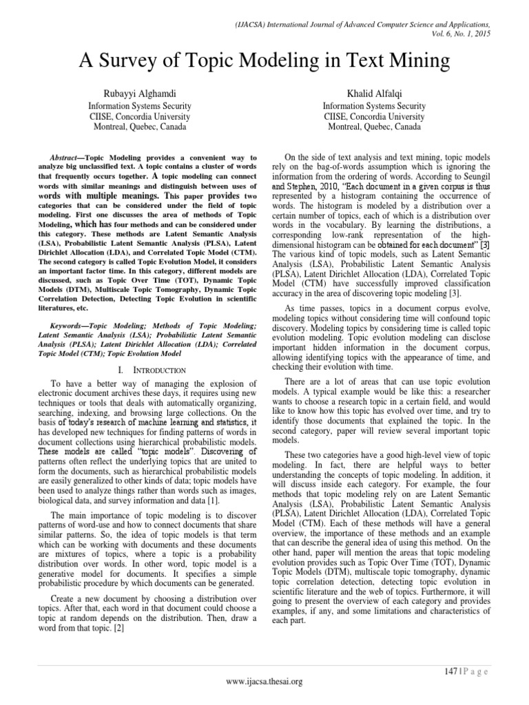 Topic Modeling Techniques in Text Mining | PDF | Applied Mathematics ...