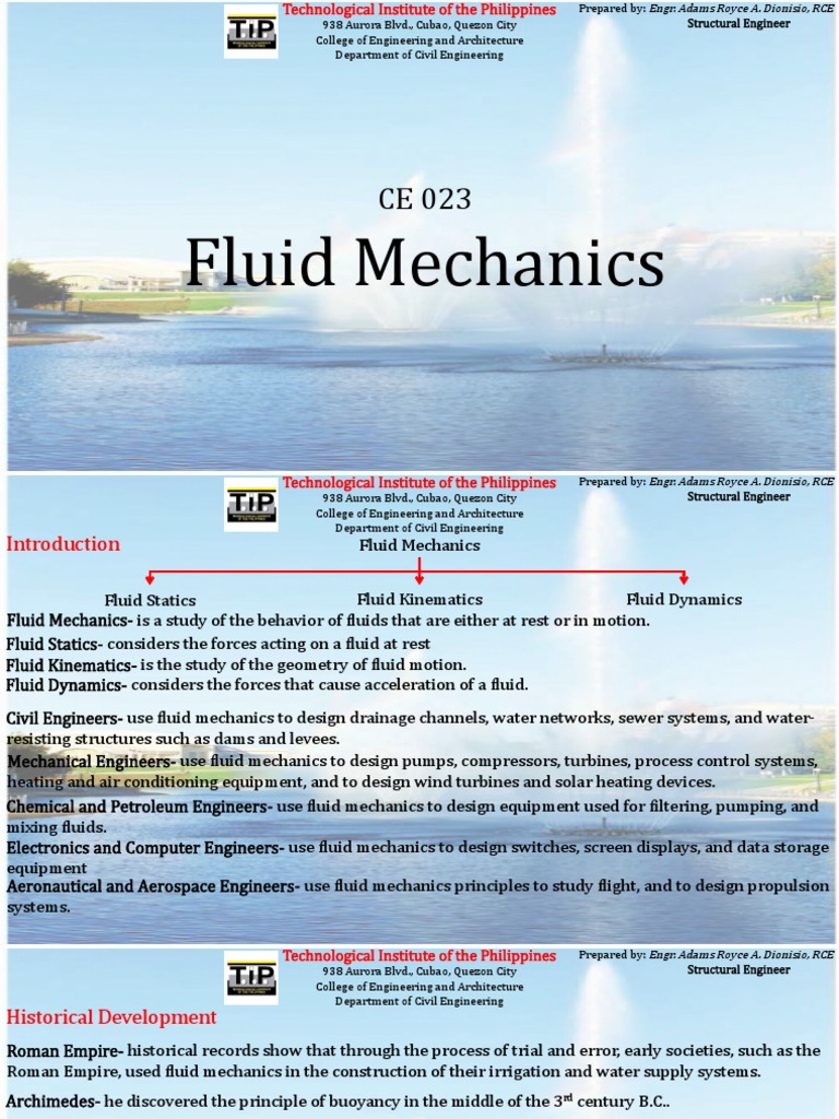 1 Introduction To Fluid Mechanics | PDF | Shear Stress | Viscosity