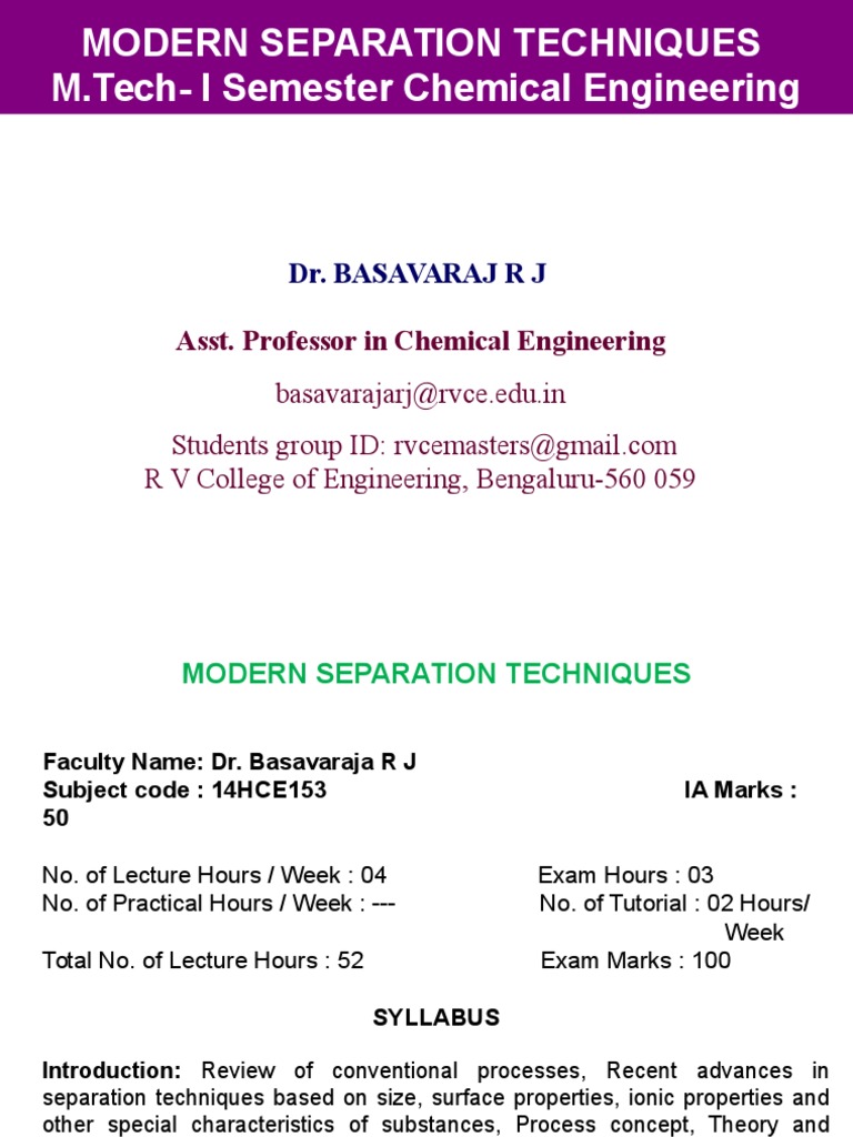 Modern Separation Process Pdf Filtration Solution