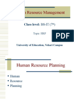 Human Resource Management: Class Level: BS-IT (7