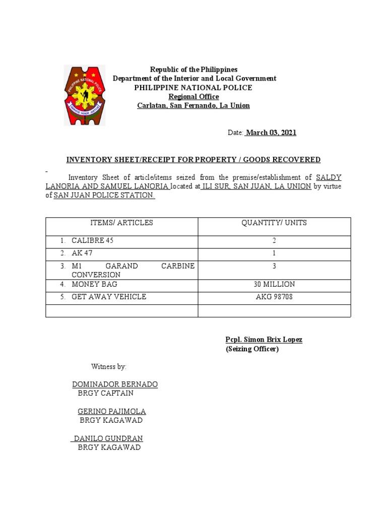 Inventory Receipt | PDF