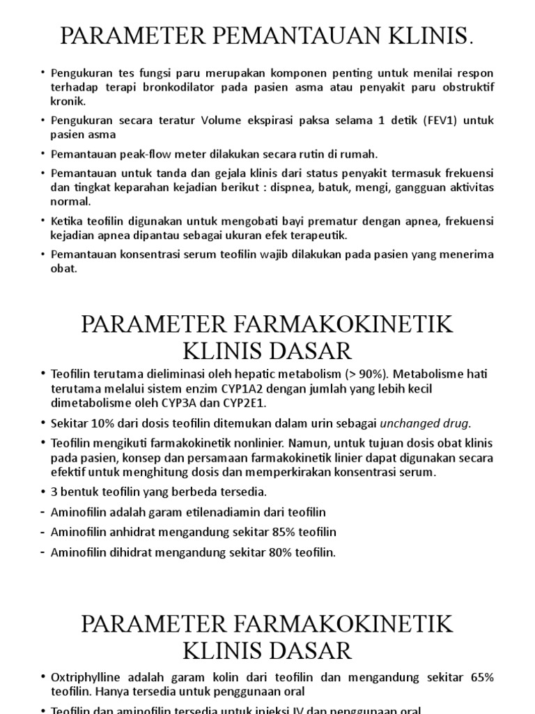 Parameter Pemantauan Klinis Parameter Farmakokinetik Klinis Dasar Pdf