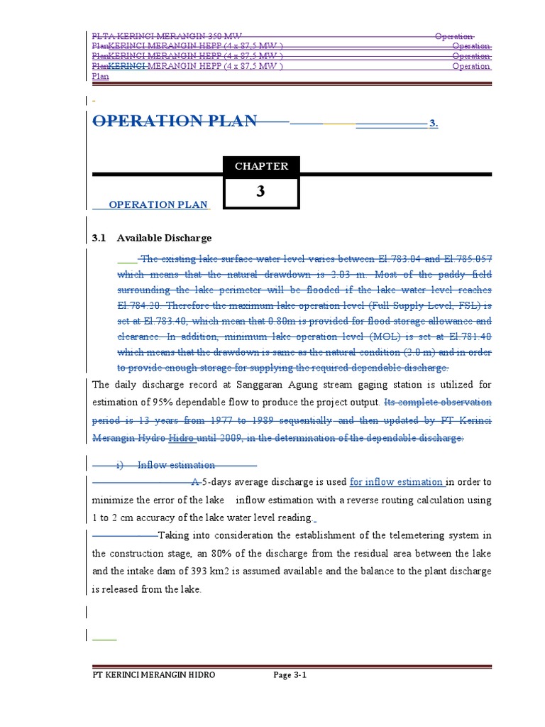 Kerinci Merangin HEPP Operation Plan | PDF | Spillway | Power Station