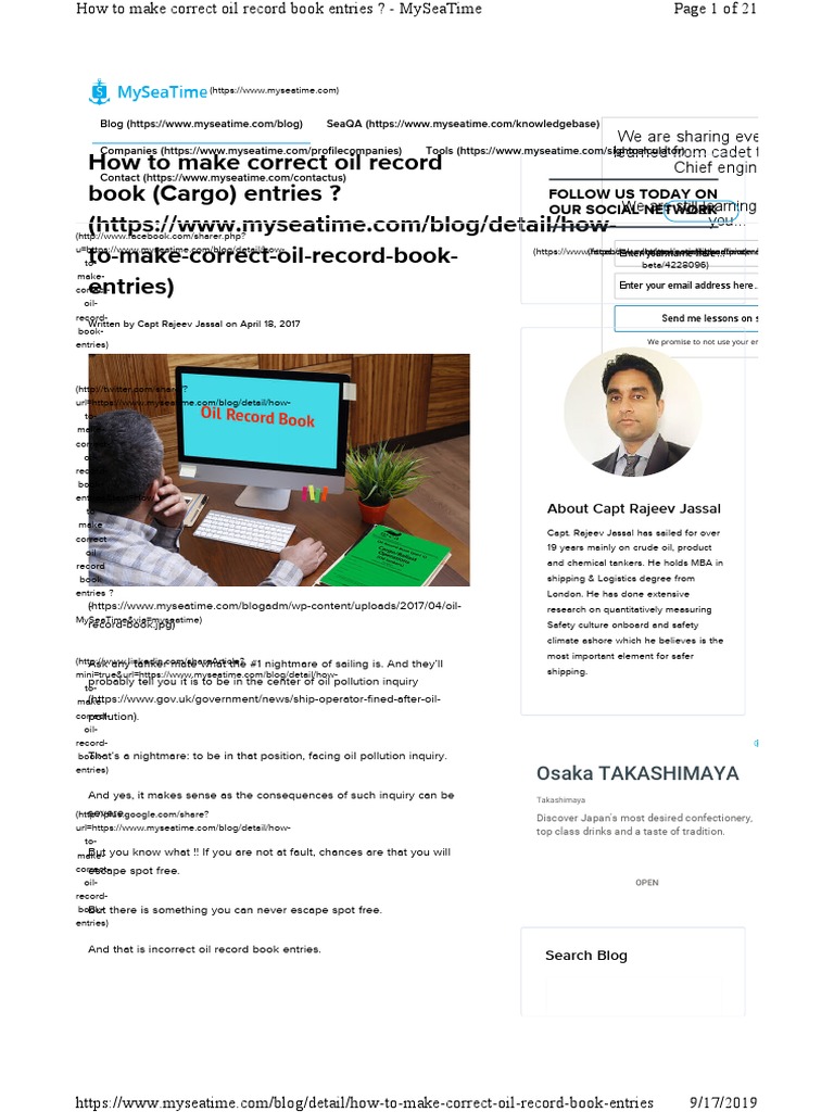 How To Make Correct Oil Record Book (Cargo) Entries ? ToMakeCorrect