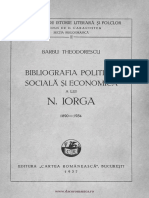 Bibliografia Politică, Socială Și Economică A Lui N. Iorga