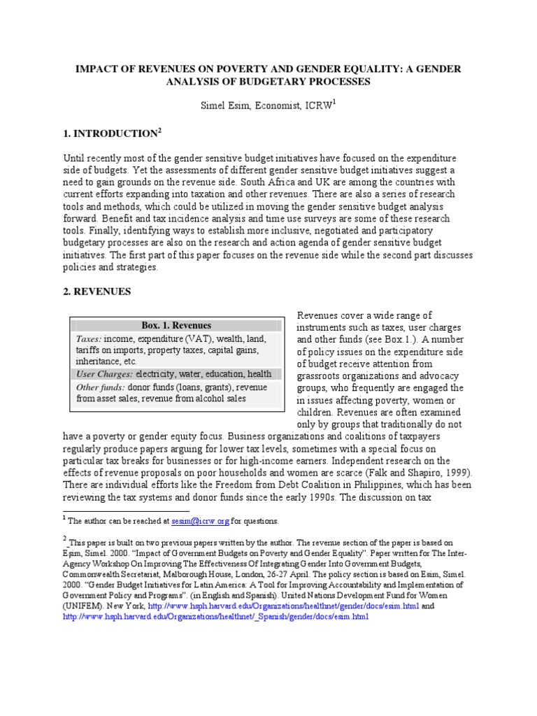 Gender Analysis of Revenue Impact on Poverty | PDF | Taxes | Poverty