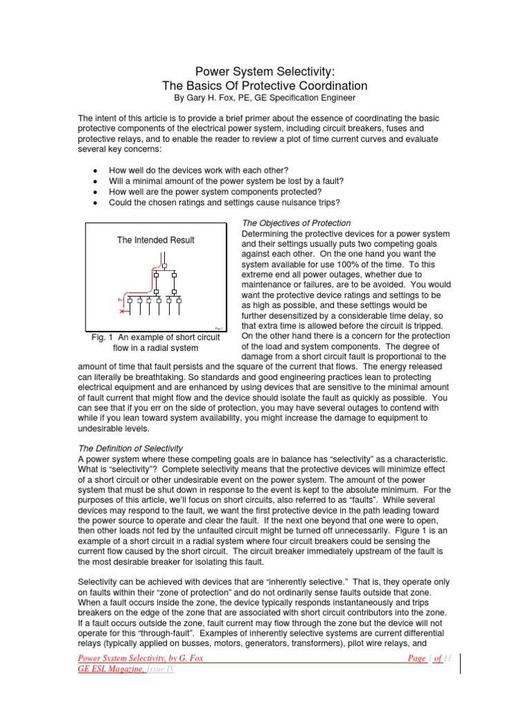 Power System Selectivity - The Basics of Protective Coordination | PDF ...
