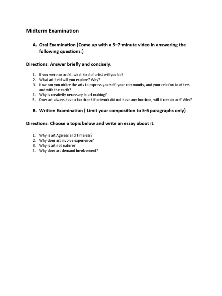 Midterm Exam in Art Appreciation | PDF