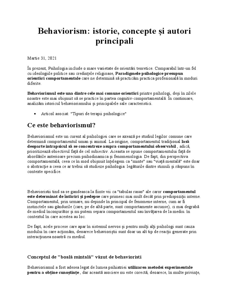 BEHAVIORISMUL - Metode Si Tehnici de Invatare | PDF