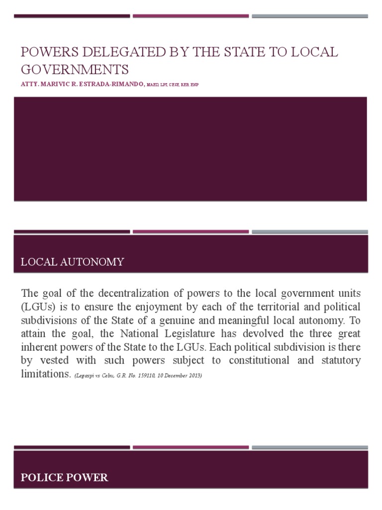 Local Government Powers and Autonomy | PDF | Substantive Due Process ...