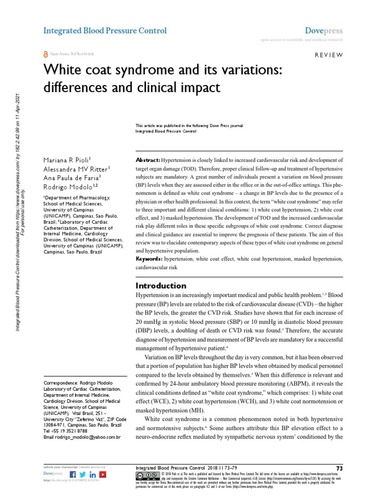 Ibpc 152761 White Coat Syndrome and Its Variations Differences and Clin