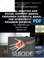 Suicidal Ideation and Social Support Among Freshmen Students: Basis For Intervention Program Improvement
