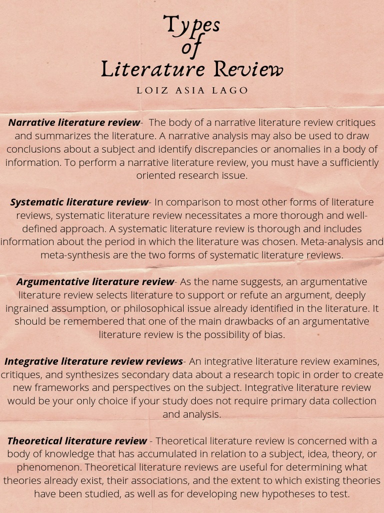 Types of Literature Review | PDF