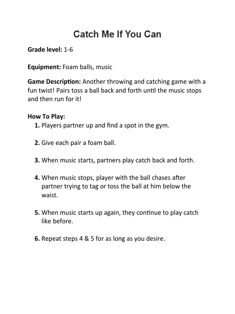 Catch Me If You Can Activity | PDF | Language Arts & Discipline