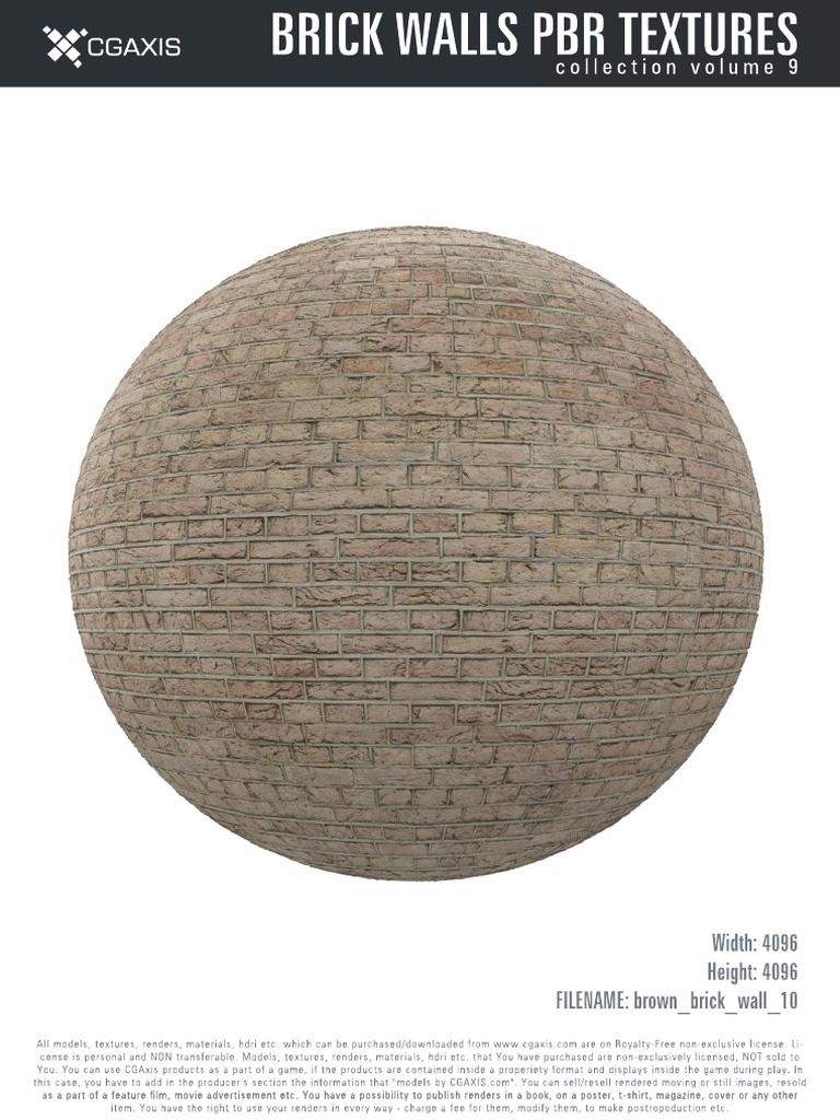 Brown Brick Wall PBR Textures Collection | PDF