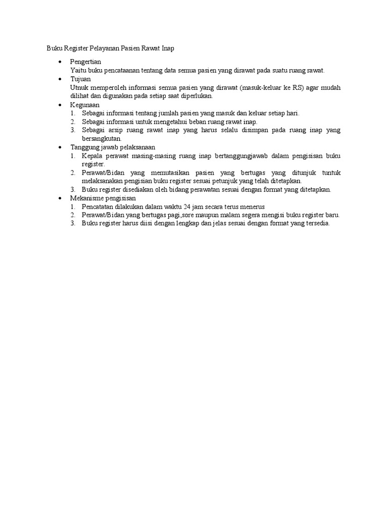 Reg 2 Buku Register Pelayanan Pasien Rawat Inap Pdf