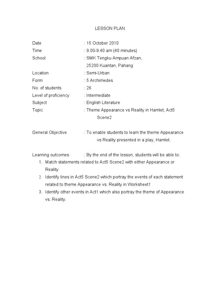 Hamlet Lesson Plan Pdf Hamlet Shakespearean Tragedies
