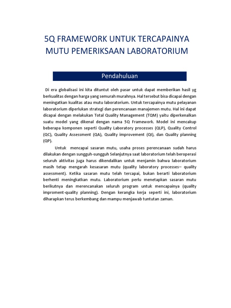 5Q Framework untuk Mutu Laboratorium | PDF