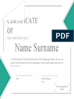 Board Membership Certificate