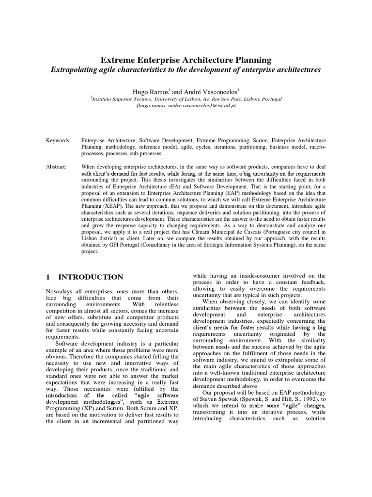 Agile Methods for Enterprise Architecture | PDF | Agile Software ...