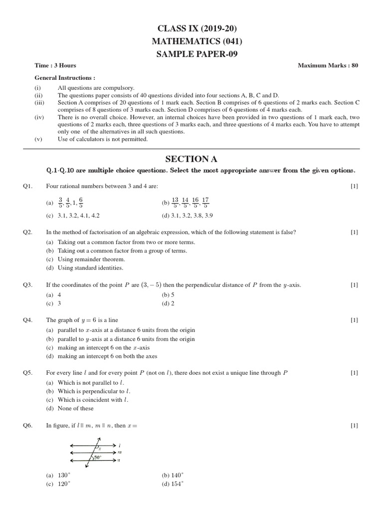 9th Class Maths SA2 Question Paper 2019 | PDF | Area | Elementary ...