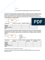 Combustión propano-O2: CO2, H2O, reactivo límite