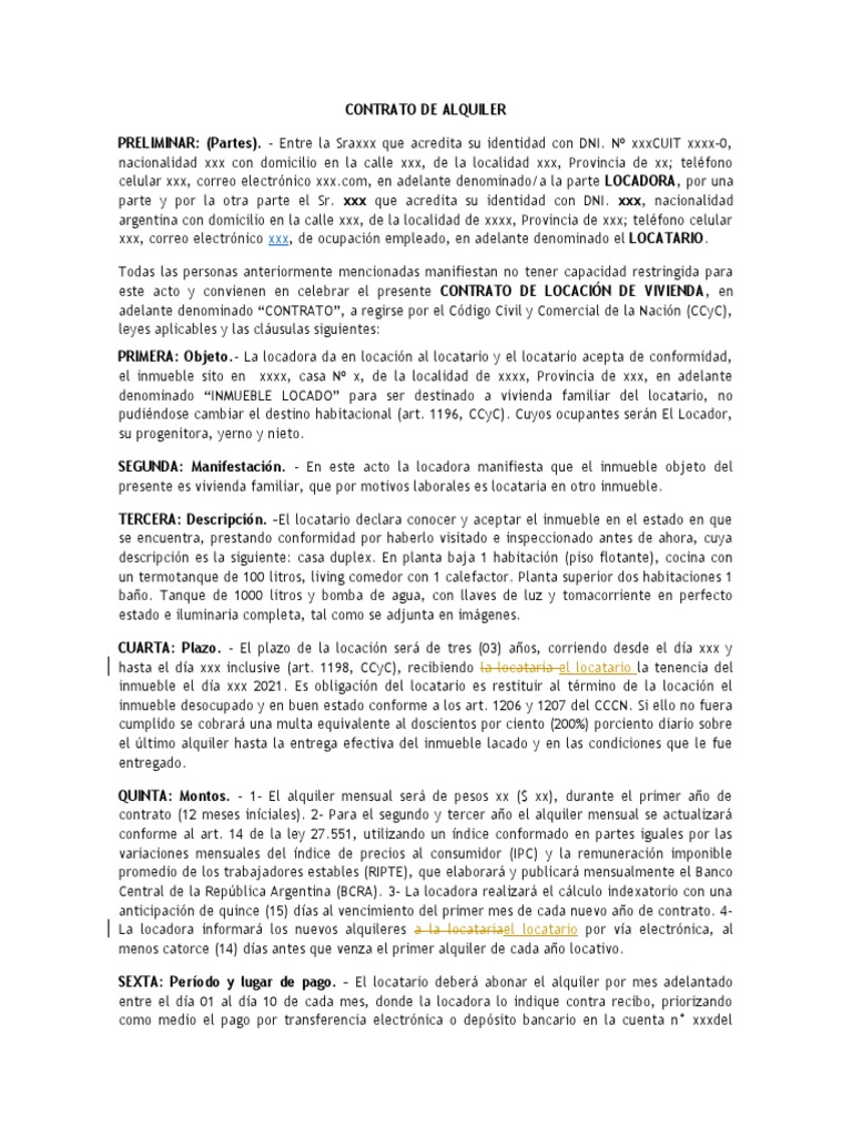 Contrato de Alquiler de Vivienda | PDF | Póliza de seguros | Salario de ...