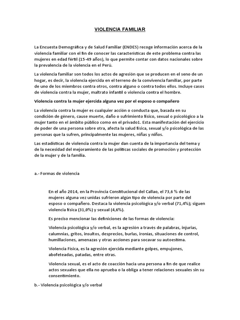 Violencia Familiar | PDF | La violencia contra las mujeres | Violencia ...