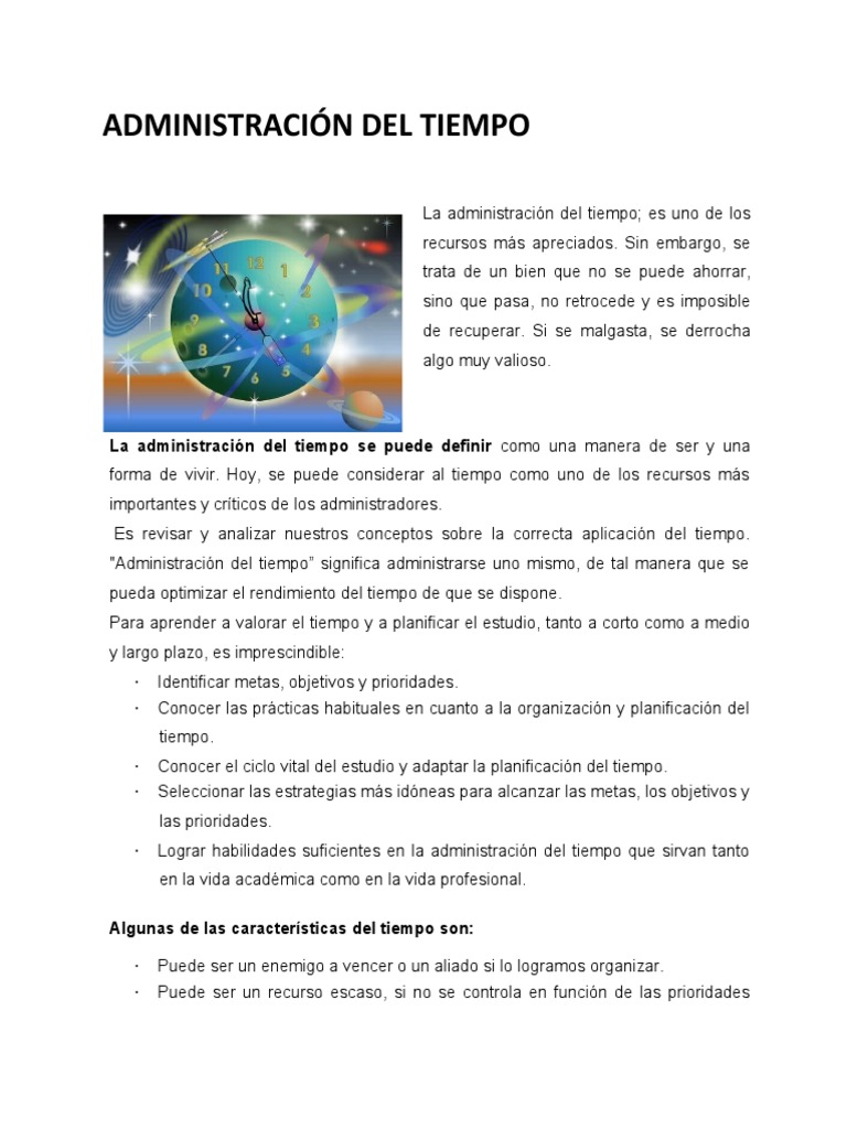 Administración Del Tiempo | PDF | Planificación | Toma de decisiones