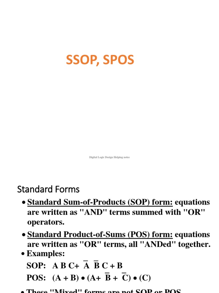 SOP and POS in Digital Logic Design | PDF | Logic Synthesis | Boolean ...