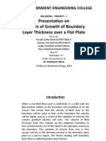 Presentation On Analysis of Growth of Boundary Layer Thickness Over A Flat Plate