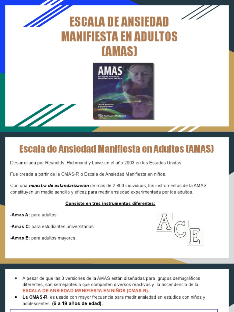 Prueba AMAS | PDF | Ansiedad | Validez (Estadísticas)