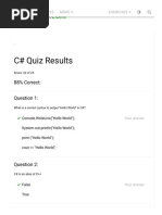 C# Quiz Results: W3schools