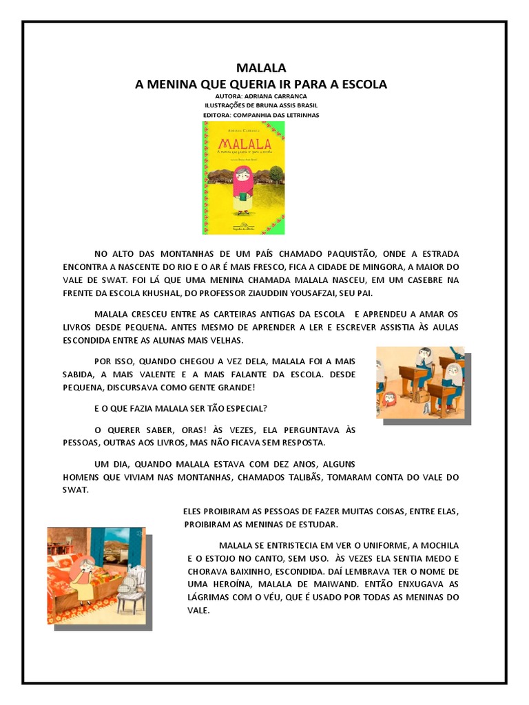 Malala Menina Que Queria Ir para A Escola | PDF | Escolas | Talibã