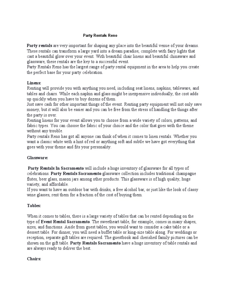 Party Rentals Reno Download Free PDF Tableware Beverages