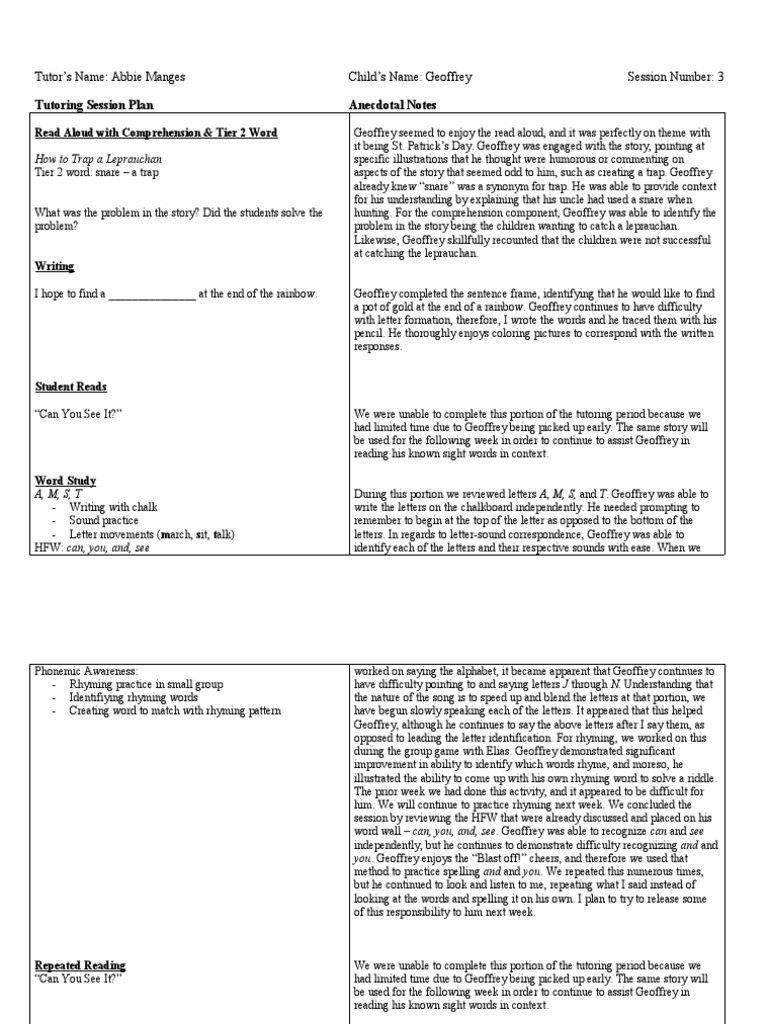 Edu 385 - Tutoring Session 3 | PDF | Neuropsychological Assessment ...