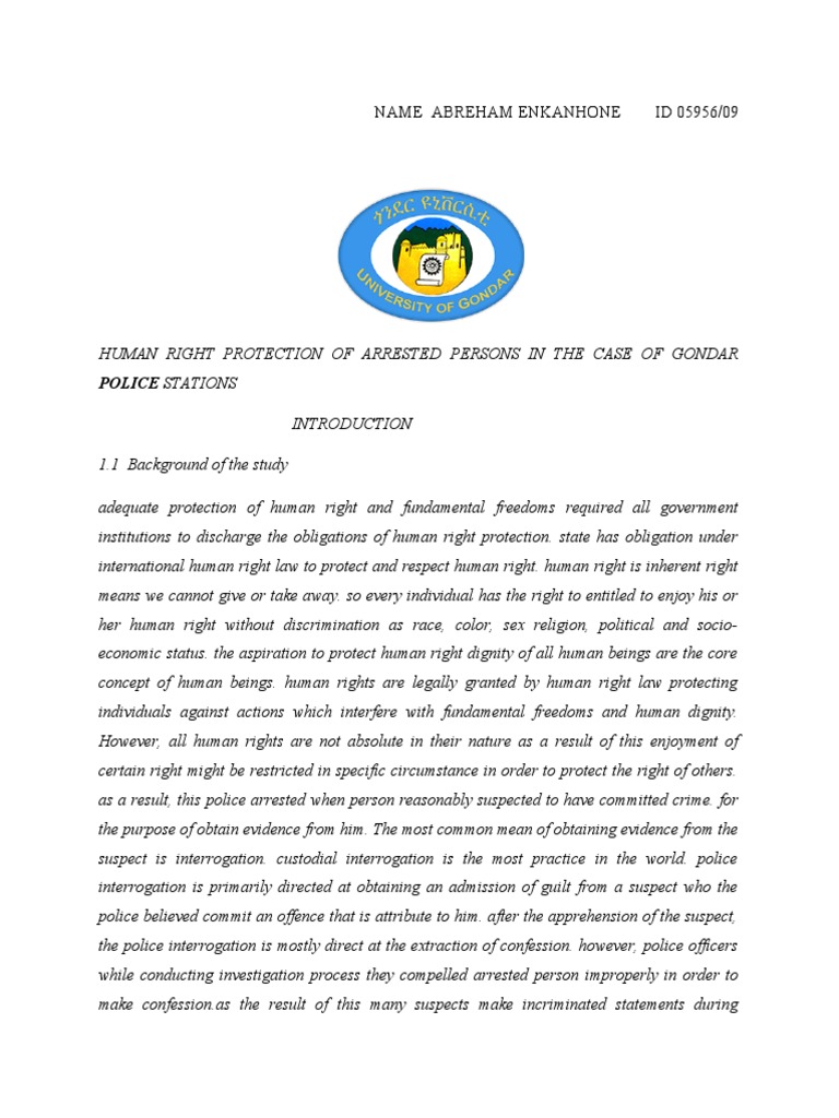 Human Rights of Arrested Persons in Gondar | PDF | Miranda Warning | Arrest