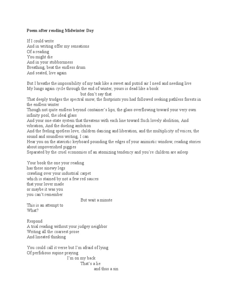 Poem After Reading Midwinter Day | PDF