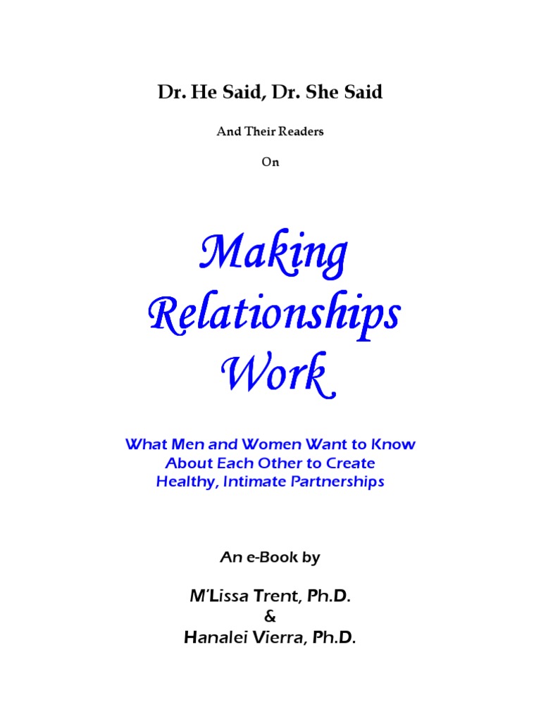 Making Relationships Work: Insights | PDF | Psychotherapy | Clinical ...