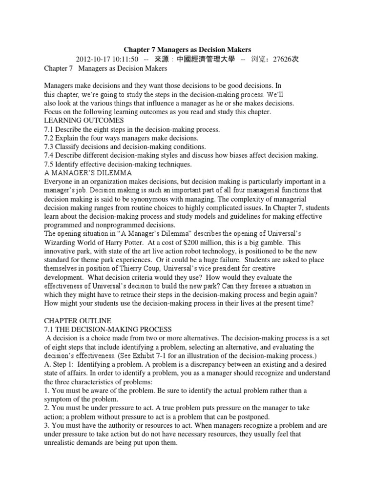 Understanding Managerial Decision-Making | PDF | Bias | Decision Making
