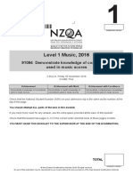 Level 1 Music, 2016: 91094 Demonstrate Knowledge of Conventions Used in Music Scores