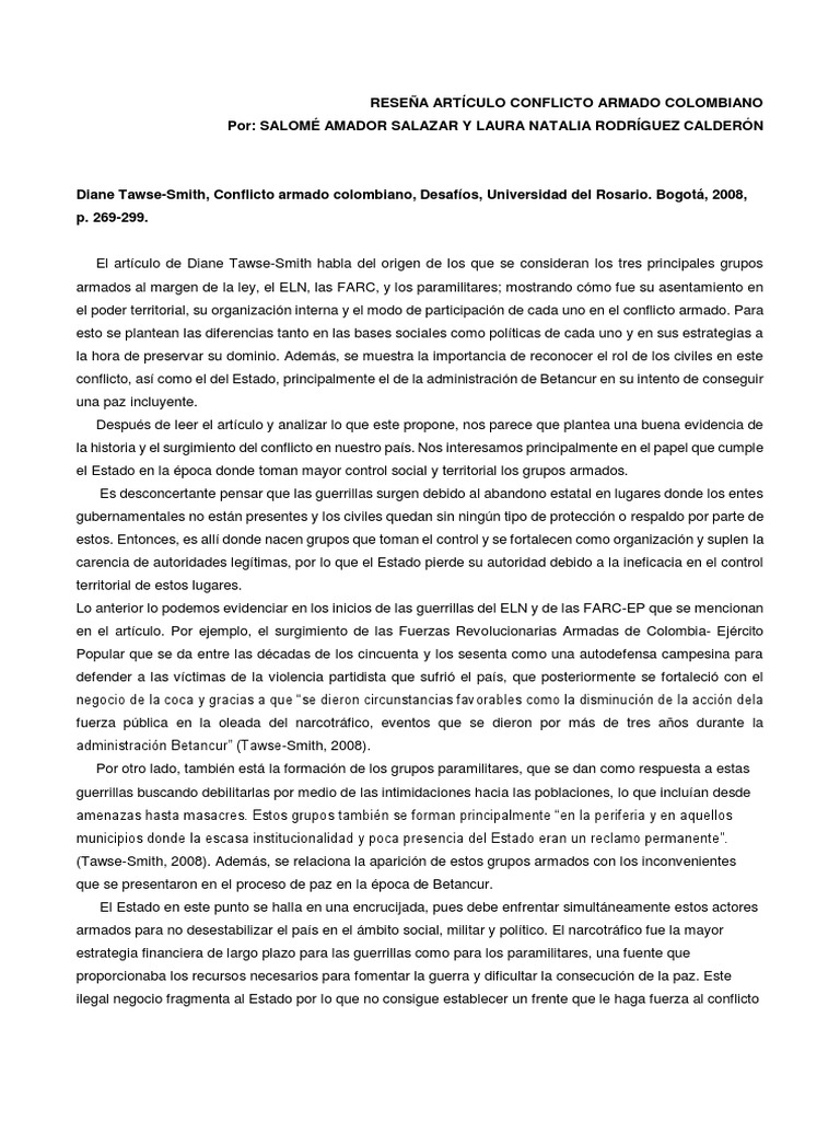 Análisis del Conflicto Armado en Colombia | PDF | Guerra de guerrillas ...