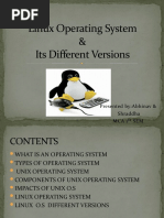 Linux Operating System & Its Different Versions: Presented By:abhinav & Shraddha Mca 1 SEM