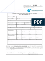 Compensacion de Gastos Por Traslado Declaracion Jurada Traslado