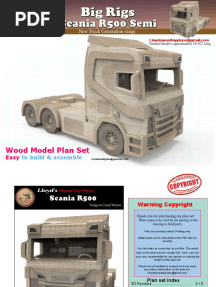 Scania R500 Semi: Wood Model Plan Set