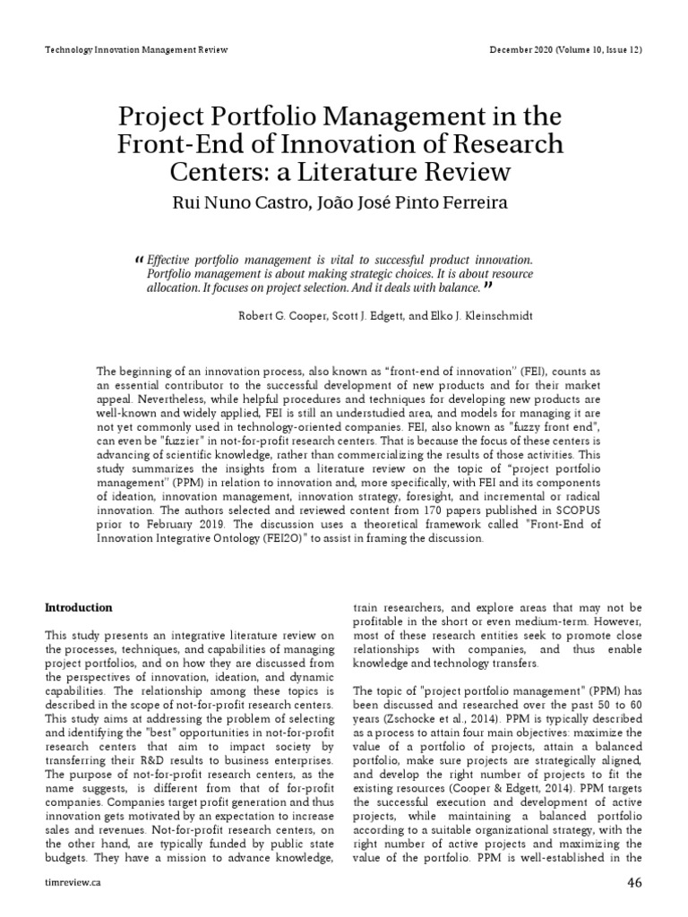 Project Portfolio Management in R&D Centers | PDF | Innovation ...