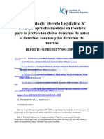 Reglamento Del Decreto Legislativo #1092 Que Aprueba Medidas en Frontera para La Protección de Los Derechos de Autor o Derechos Conexos y Los Derechos de Marcas